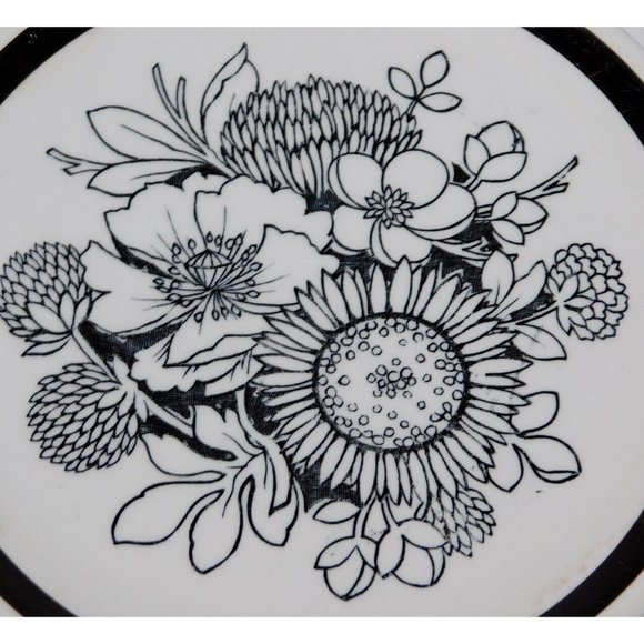 2 Vintage Alfred Meakin SAMOA 6.5" Side dinning Plates Black White Floral - Picture 3 of 7